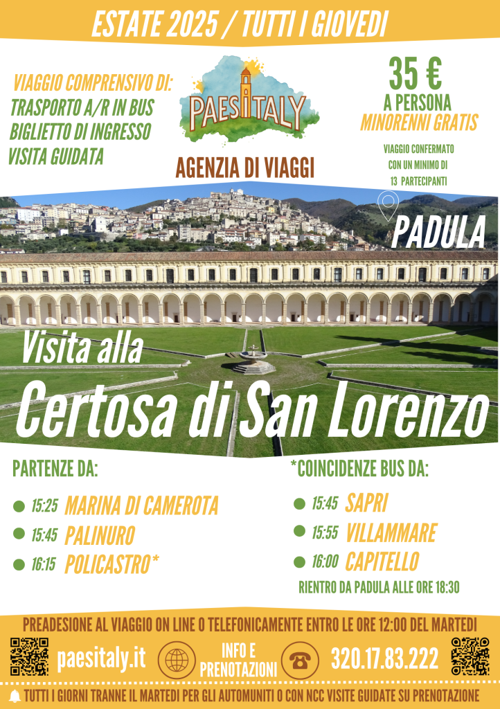 gita dal Cilento alla Certosa di Padula